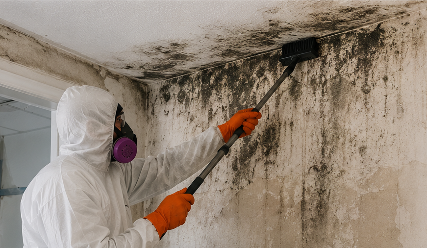 Mold removal specialist assessing a New York City property